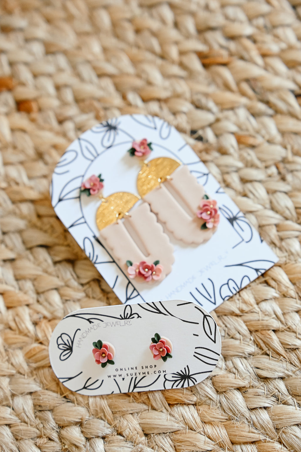 RV9 Blush Garden Floral Earrings – Lightweight Statement Jewelry, Boutique Gift for Her STUD