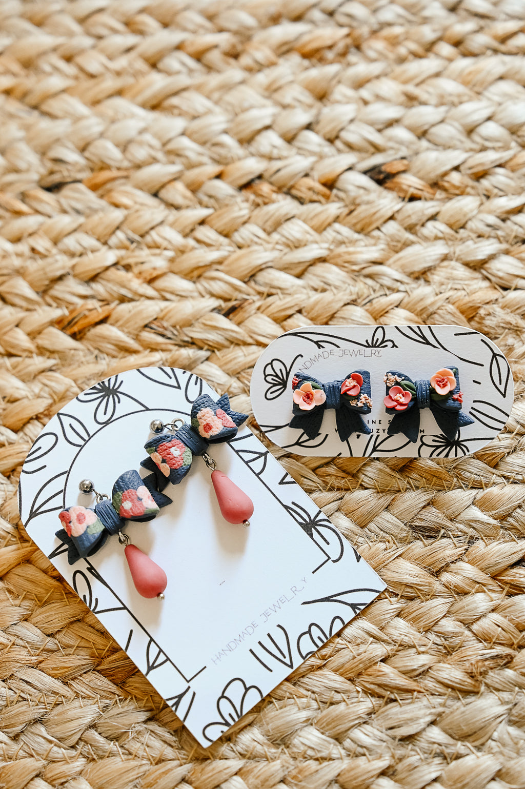PLF2 Pink Coral Geo Bloom Dangle Earrings – Lightweight Polymer Clay Statement Jewelry