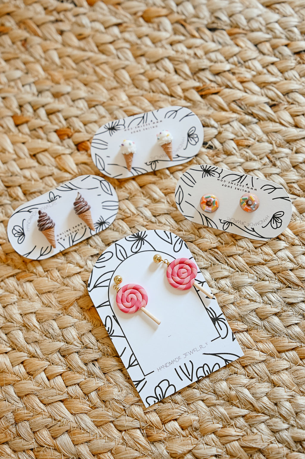 Candy Inspired Earrings, Lightweight Handmade Polymer Clay Jewelry, Pink, Fun gifts for her