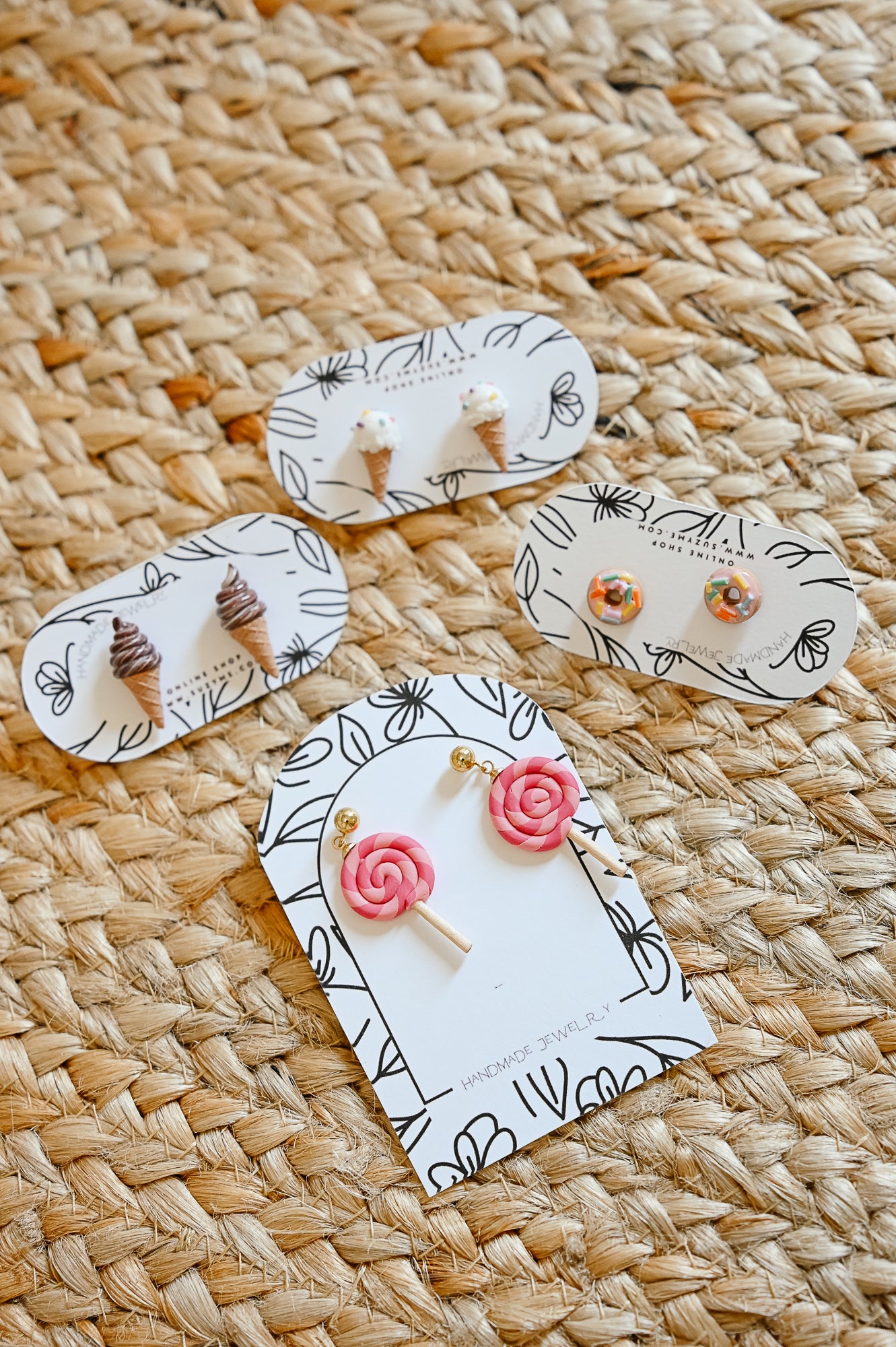Candy Inspired Earrings, Lightweight Handmade Polymer Clay Jewelry, Pink, Fun gifts for her