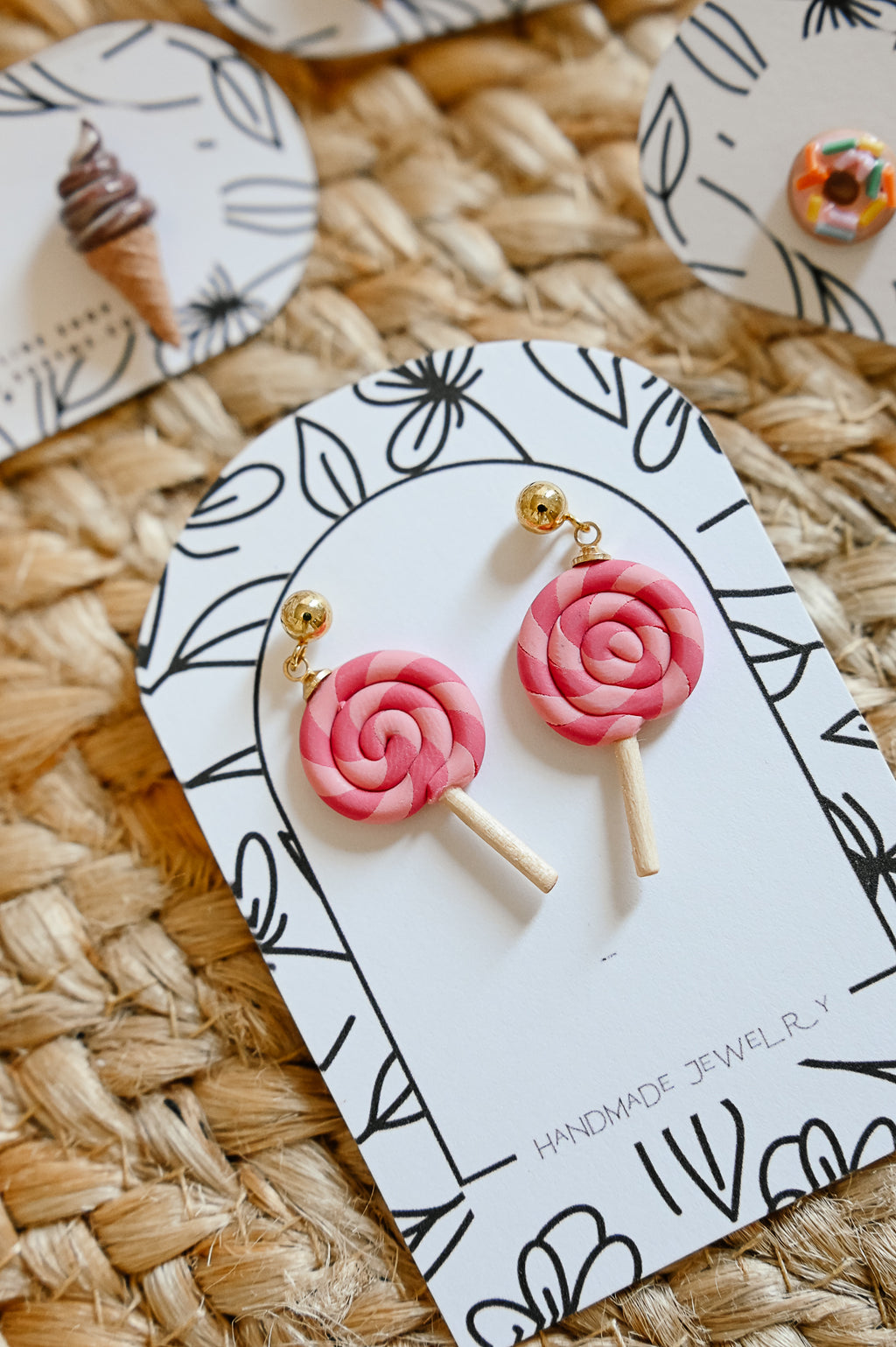 Candy Inspired Earrings, Lightweight Handmade Polymer Clay Jewelry, Pink, Fun gifts for her