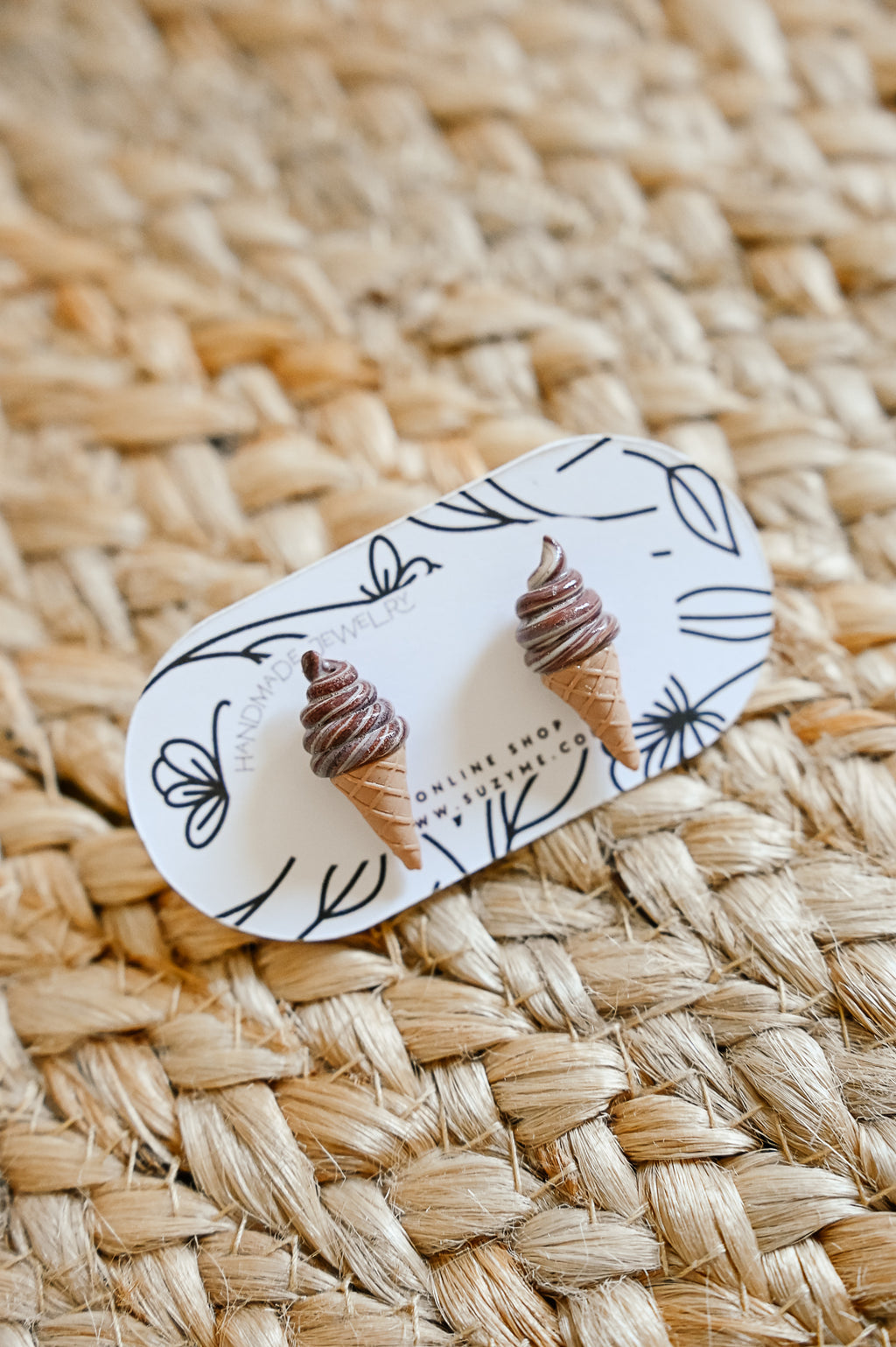 IC1 Ice Cream Inspired Earrings, Lightweight Handmade Polymer Clay Jewelry, Pink, Fun gifts for her STUD