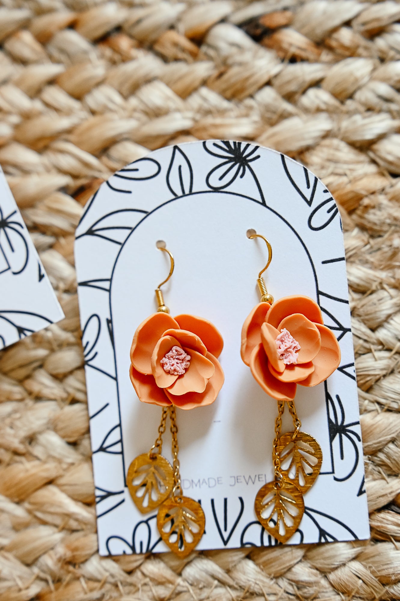 F8 Golden Hour Floral Clay Earrings – Lightweight Warm Tone Statement Jewelry