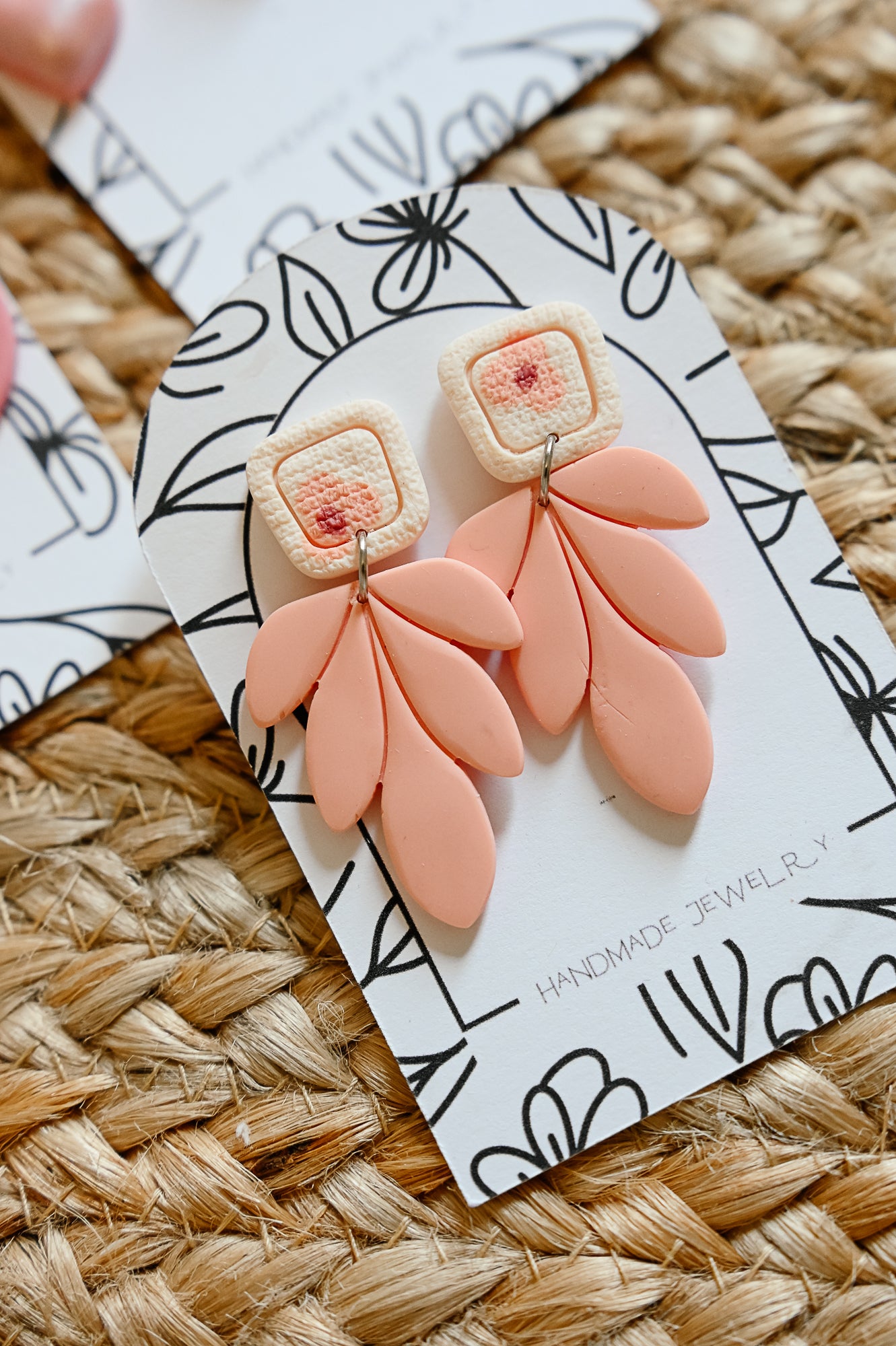 PLF6 Pink Coral Geo Bloom Dangle Earrings – Lightweight Polymer Clay Statement Jewelry