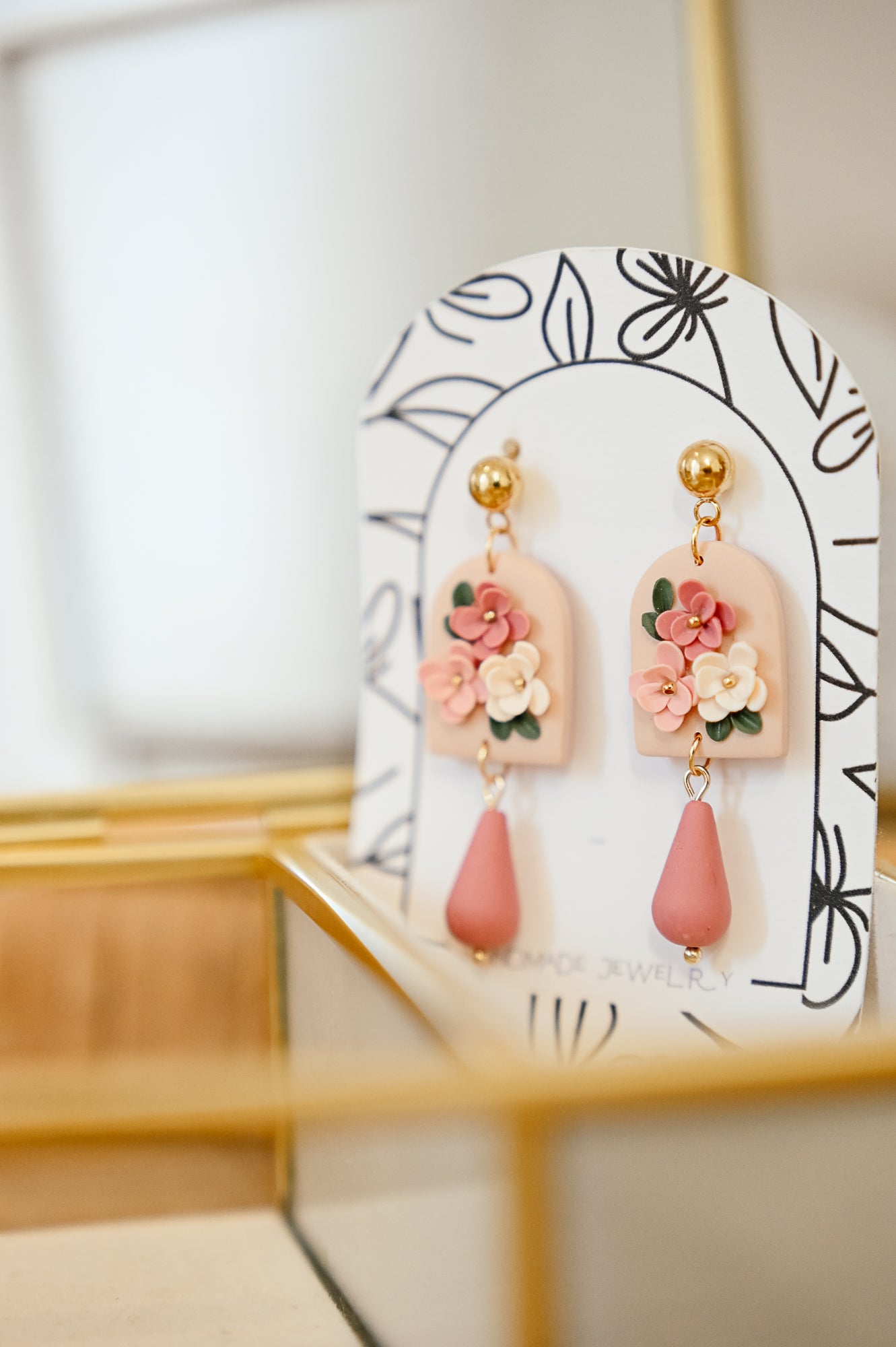 RV3 Blush Garden Floral Earrings – Lightweight Statement Jewelry, Boutique Gift for Her