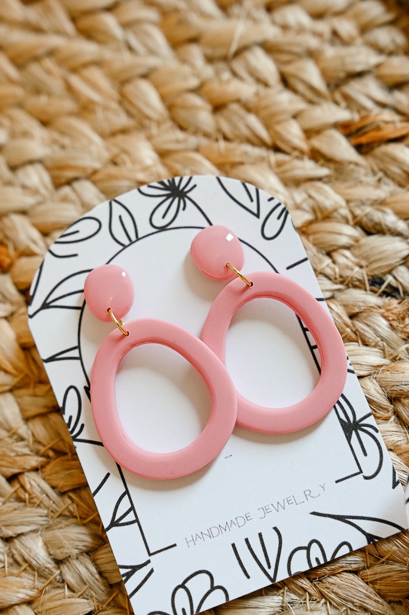 L6 Heart Inspired Earrings, Handmade Polymer Clay Jewelry, Neutral Soft Tones, Red, PINK