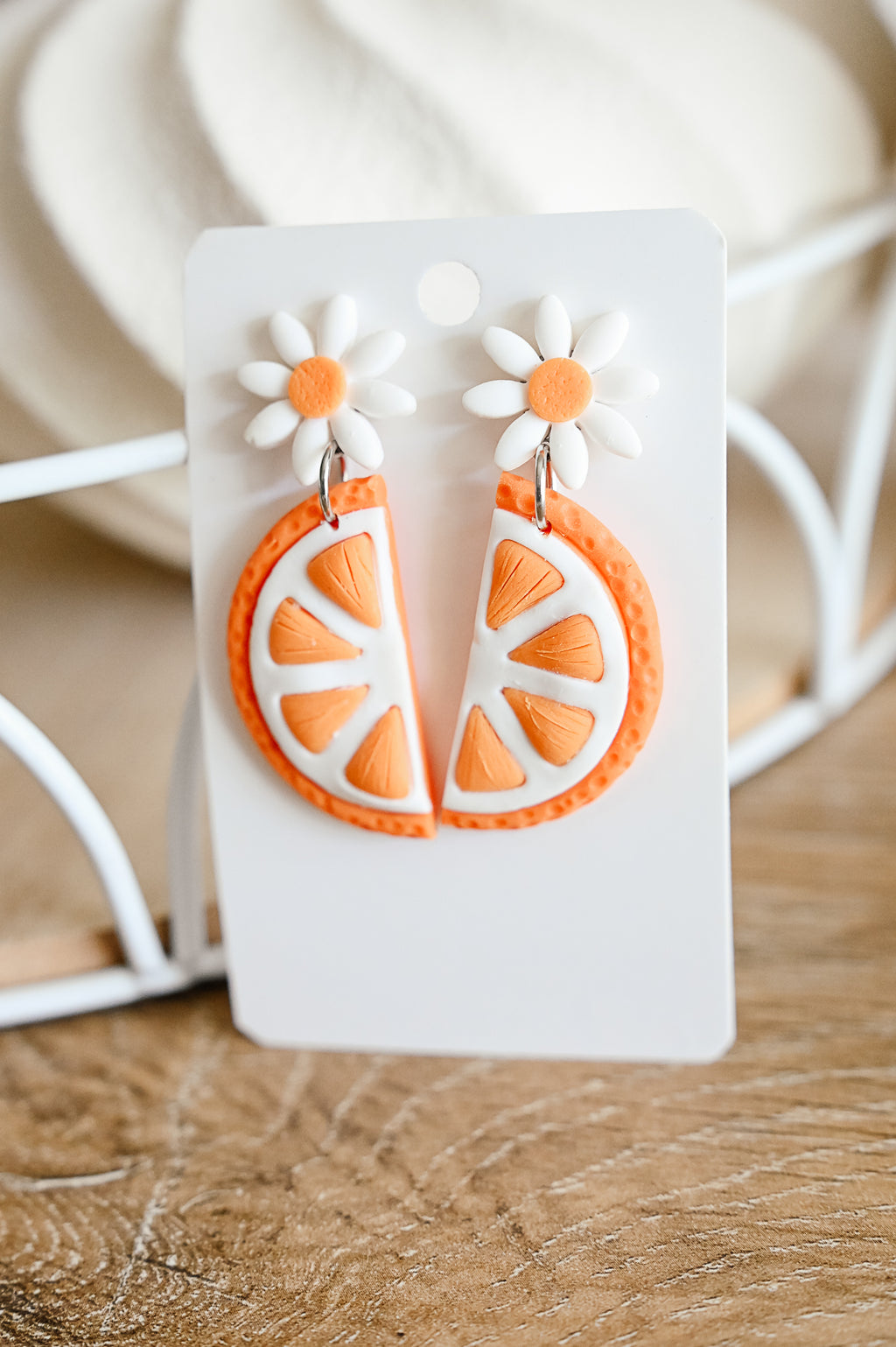FR10 Fruit Floral Inspired Earrings - Orange, Lightweight Statement Jewelry, Boutique Gift for Her