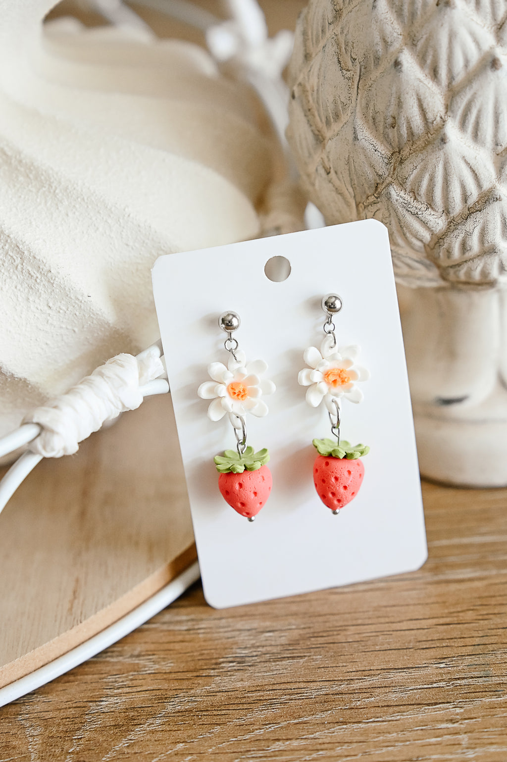 FR12 Fruit Floral Inspired Earrings - Strawberries, Lightweight Statement Jewelry, Boutique Gift for Her
