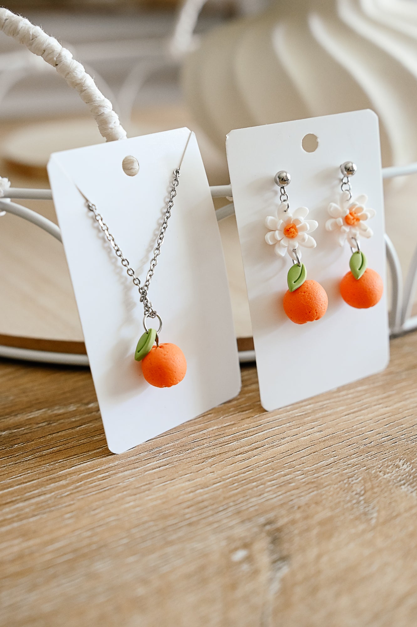 FR13 Fruit Floral Inspired Earrings - Orange, Lightweight Statement Jewelry, Boutique Gift for Her