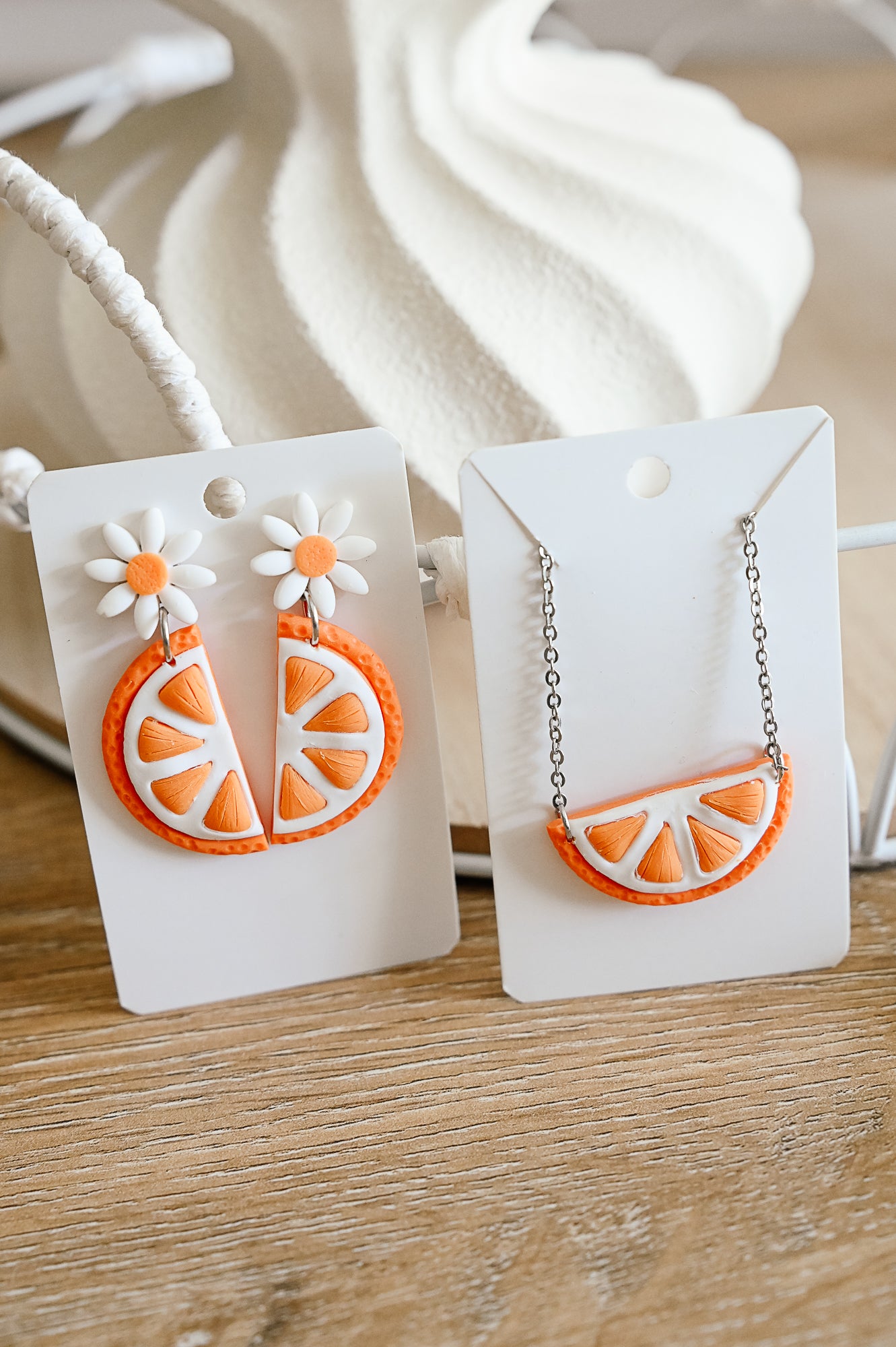 FR10 Fruit Floral Inspired Earrings - Orange, Lightweight Statement Jewelry, Boutique Gift for Her