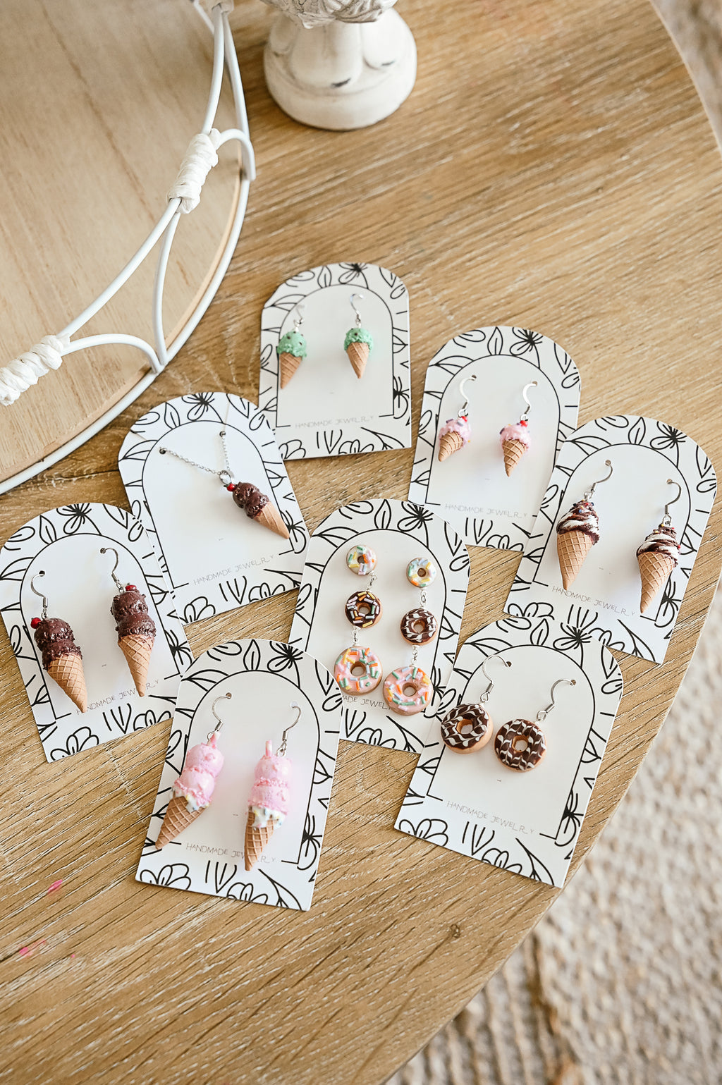 IC4 LARGE Ice Cream Inspired Earrings, Lightweight Handmade Polymer Clay Jewelry, Pink, Fun gifts for her
