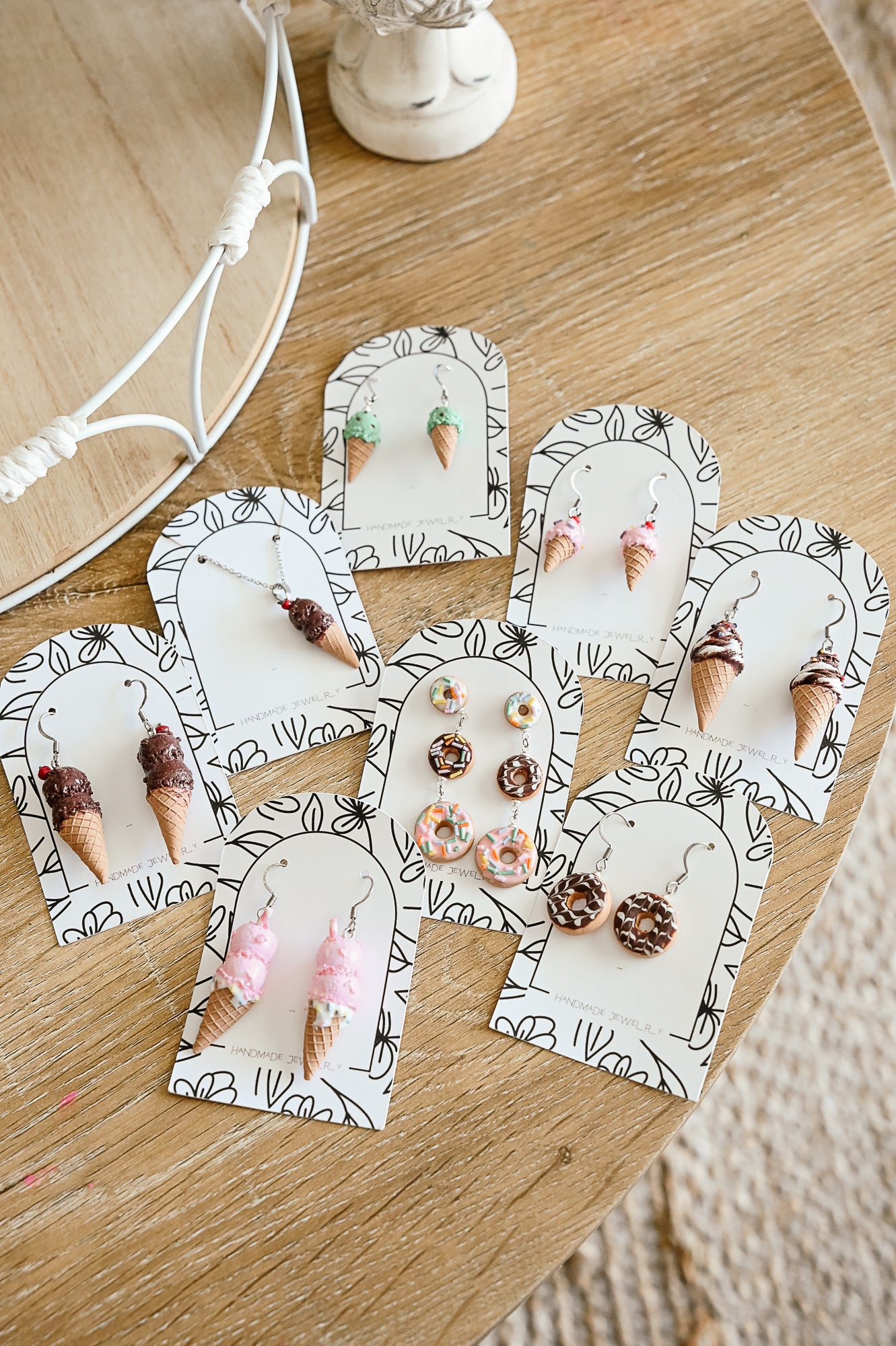 IC4 LARGE Ice Cream Inspired Earrings, Lightweight Handmade Polymer Clay Jewelry, Pink, Fun gifts for her