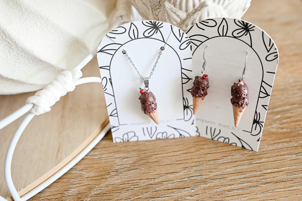 IC3 NECKLACE Ice Cream Inspired Earrings, Lightweight Handmade Polymer Clay Jewelry, Pink, Fun gifts for her