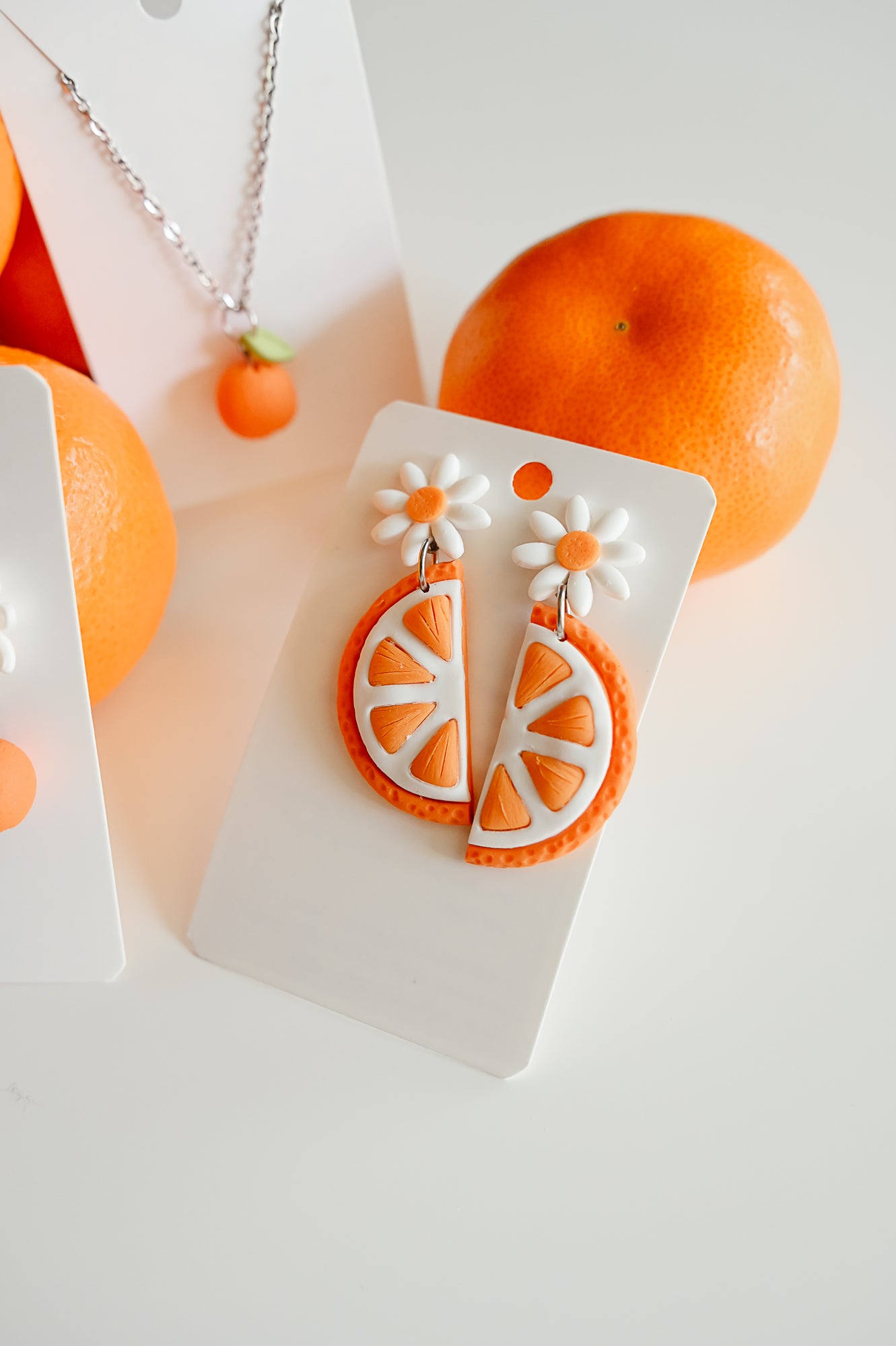 FR10 Fruit Floral Inspired Earrings - Orange, Lightweight Statement Jewelry, Boutique Gift for Her
