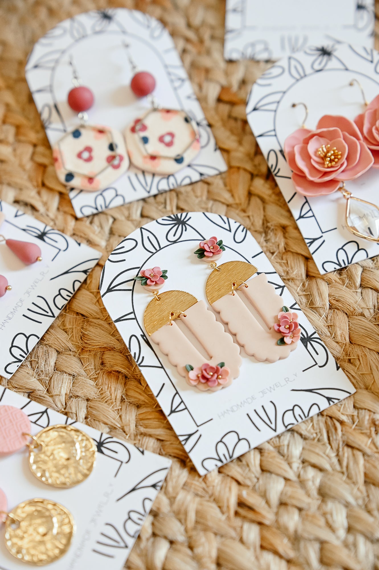 RV8 Blush Garden Floral Earrings – Lightweight Statement Jewelry, Boutique Gift for Her
