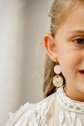 F2 Golden Hour Floral Clay Earrings – Lightweight Warm Tone Statement Jewelry