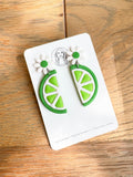 FR20 Fruit Floral Inspired Earrings - Lime Green, Lightweight Statement Jewelry, Boutique Gift for Her