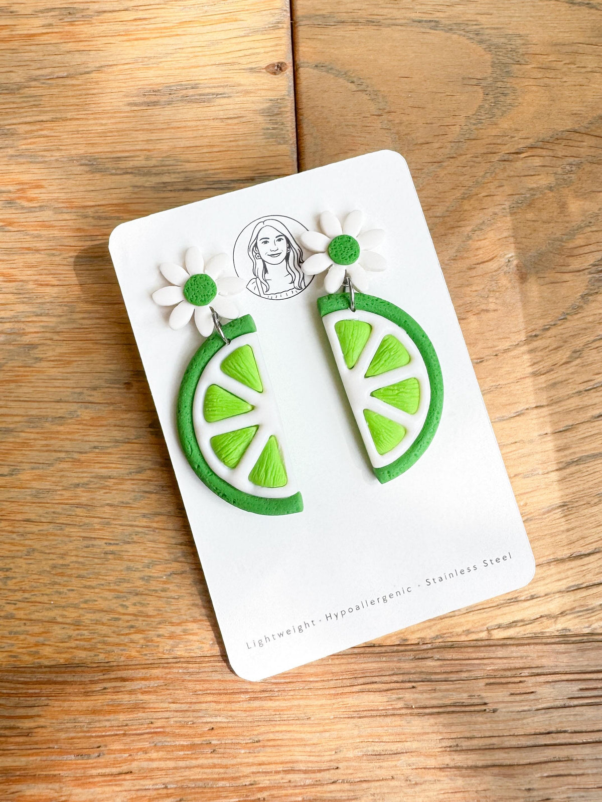 FR20 Fruit Floral Inspired Earrings - Lime Green, Lightweight Statement Jewelry, Boutique Gift for Her