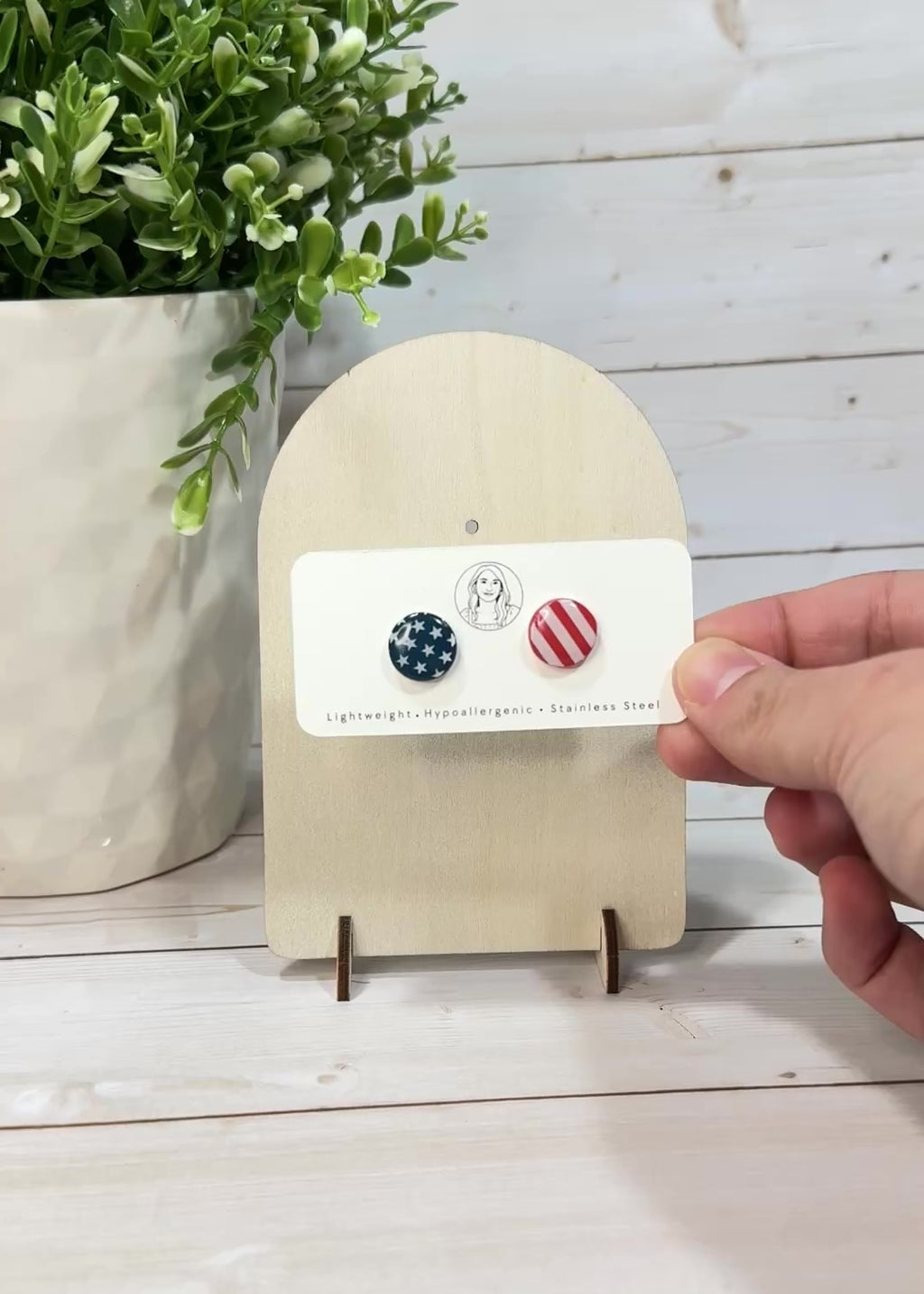 FSS24 Americana Red White and Blue Stars & Stripes STUD | Patriotic Handmade Polymer Clay Hypoallergenic | 4th of July