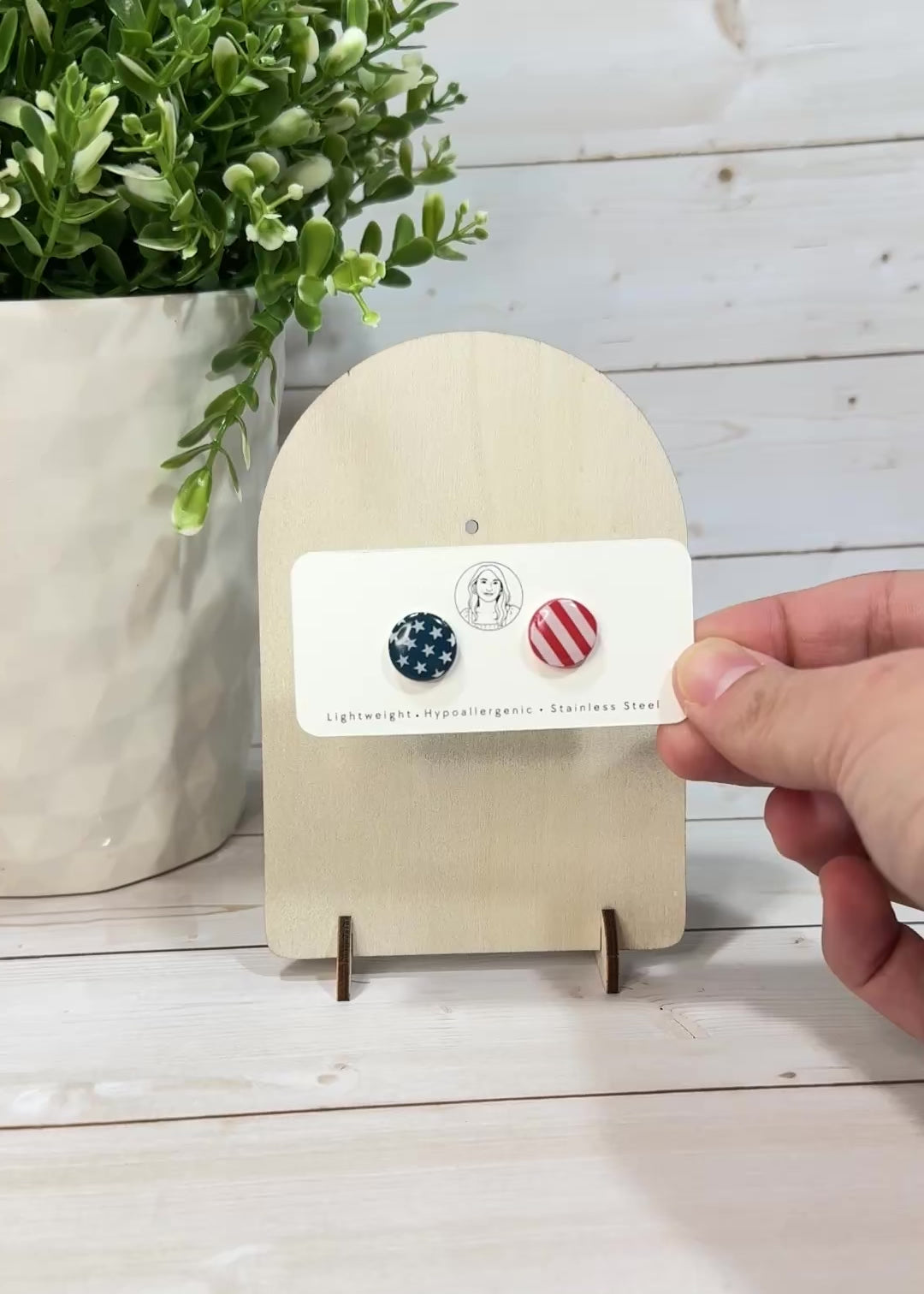 FSS24 Americana Red White and Blue Stars & Stripes STUD | Patriotic Handmade Polymer Clay Hypoallergenic | 4th of July
