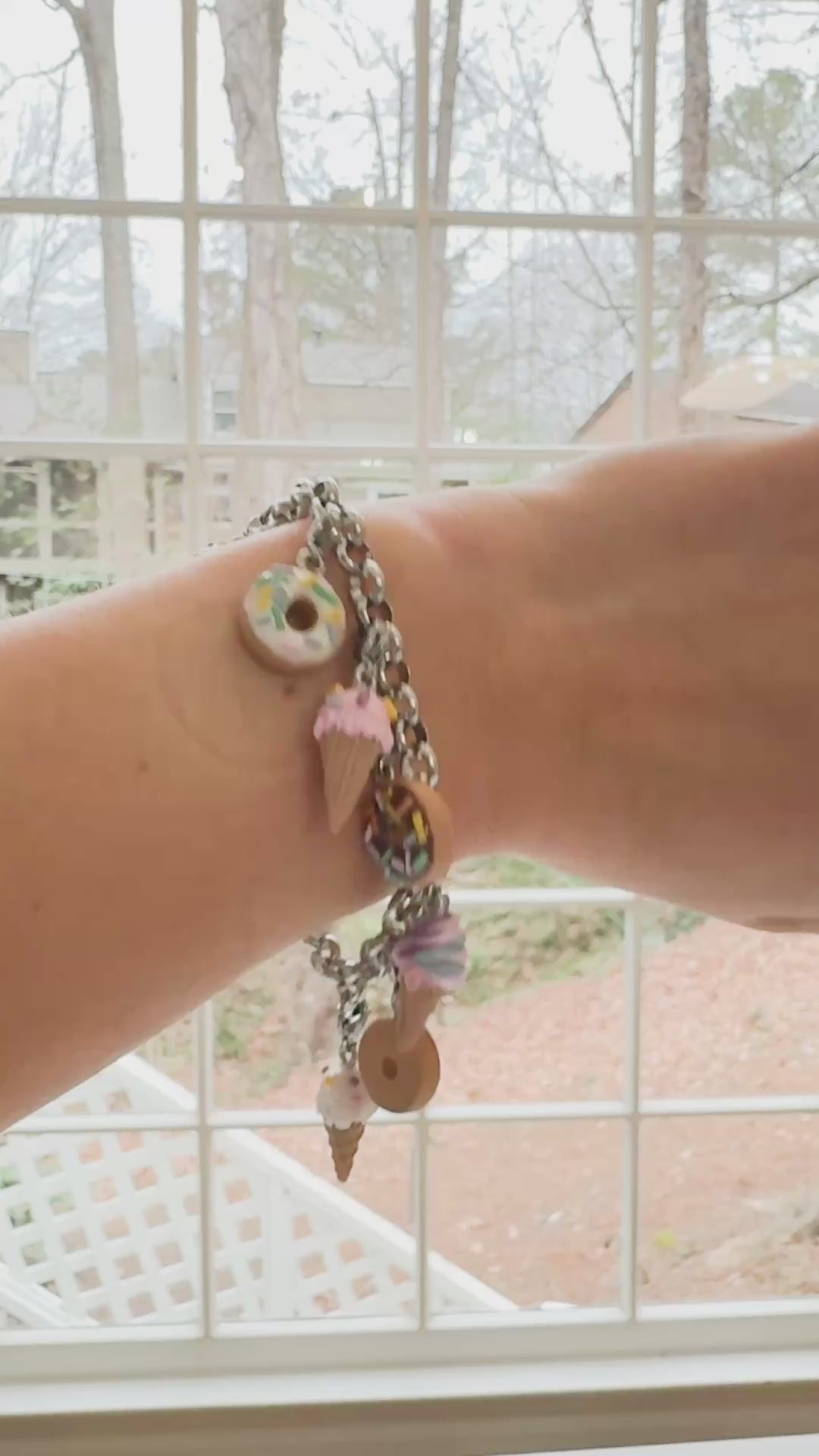 Dessert Charms, Candy, Ice Cream, Doughnuts, Polymer Clay Stainless Steel, Build your own Bracelet