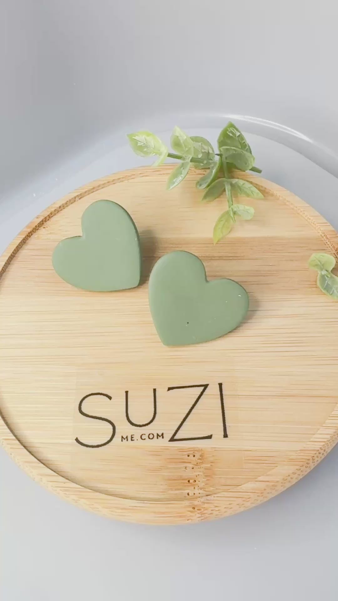 L19 Heart Inspired Earrings, Handmade Polymer Clay Jewelry, Neutral Soft Tones. STUD
